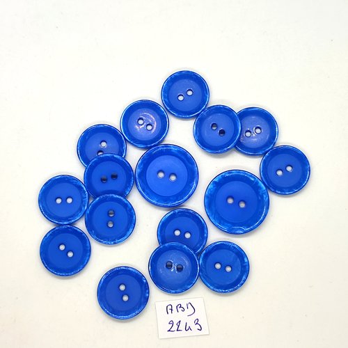 16 boutons résine bleu - 23mm et 18mm- abd2243