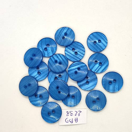 18 boutons résine bleu - 17mm- abd2238