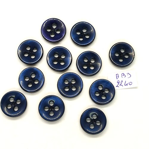 12 boutons résine bleu foncé - 17mm- abd2240