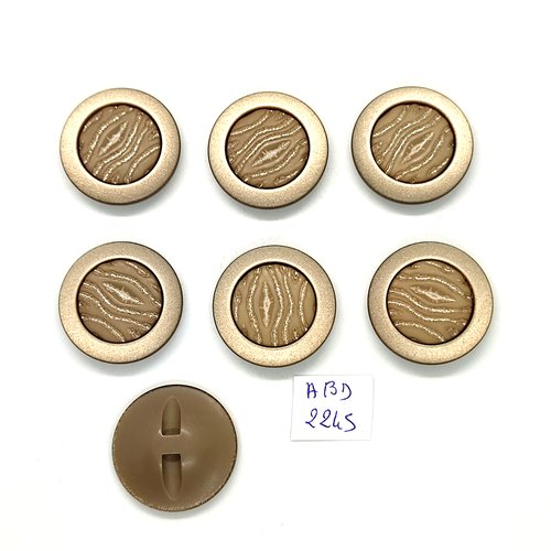 7 boutons résine taupe / gris - 28mm- abd2245