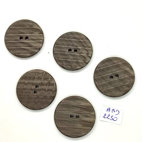 5 boutons résine gris / taupe - 34mm- abd2250