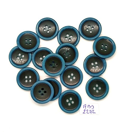 16 boutons résine bleu et vert - 20mm- abd2272