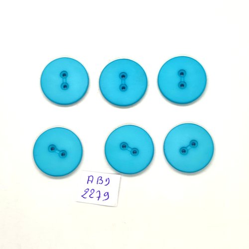 6 boutons résine bleu - 23mm- abd2279
