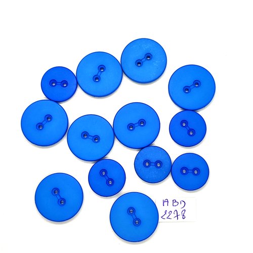 13 boutons résine bleu - 18mm et 23mm- abd2278