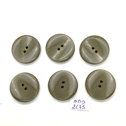 6 boutons résine gris - 28mm- abd2275