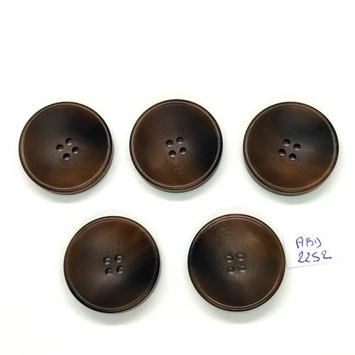 5 boutons résine marron - 33mm- abd2252