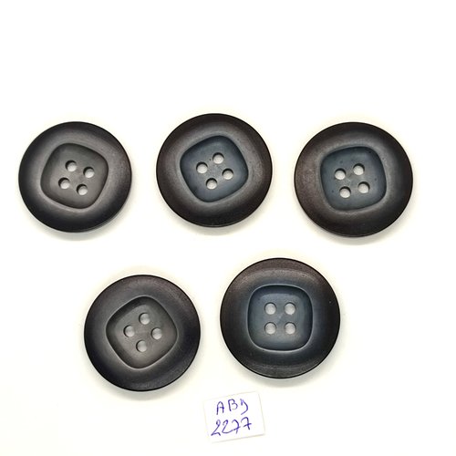 5 boutons résine gris foncé - 31mm- abd2277