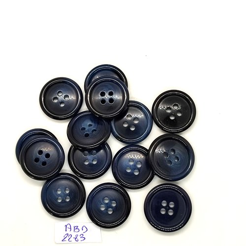 14 boutons résine bleu foncé - 20mm- abd2283