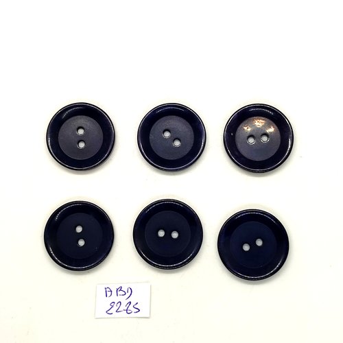 6 boutons résine bleu foncé - 23mm- abd2285