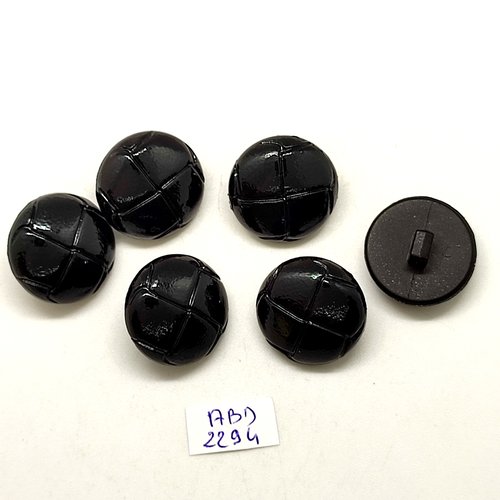 6 boutons résine noir - 20mm- abd2294