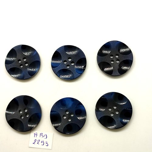 6 boutons résine bleu foncé - 27mm- abd2293