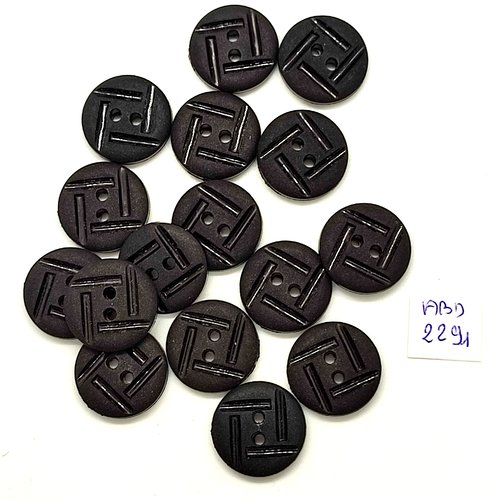 16 boutons résine noir - 18mm- abd2291