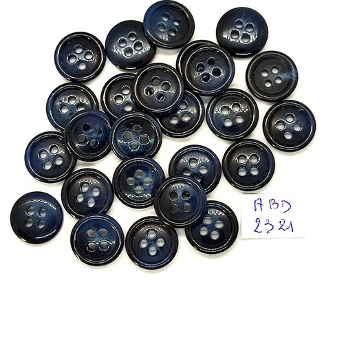 25 boutons résine bleu foncé - 15mm- abd2321
