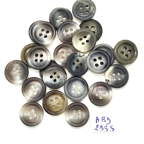 24 boutons résine gris - 15mm- abd2335