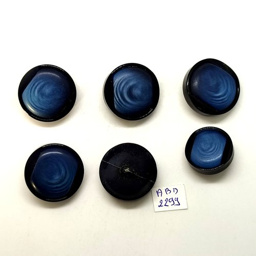 6 boutons résine bleu et noir - 25mm et 22mm - abd2299