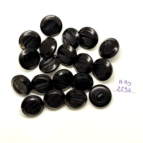 19 boutons résine noir - 18mm - abd2296
