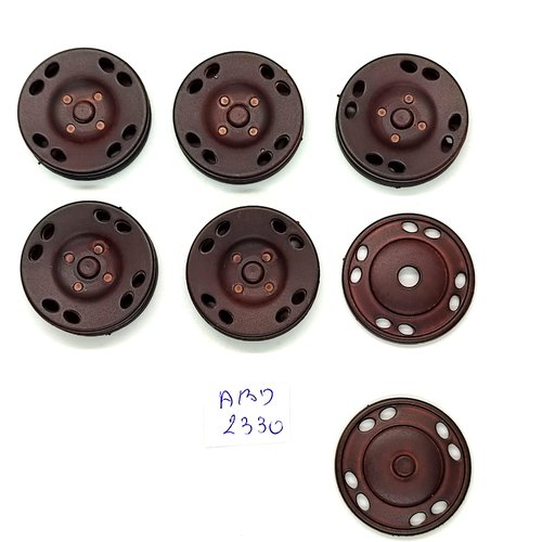 6 boutons pressions en résine marron - 28mm - abd2330