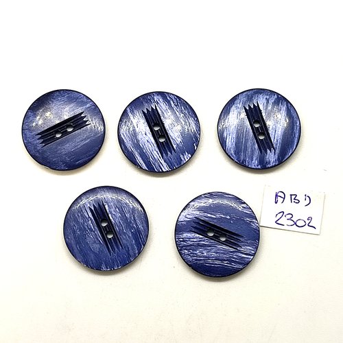 5 boutons en résine bleu foncé - 23mm - abd2302