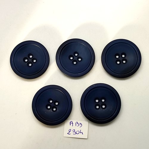 5 boutons en résine bleu foncé - 30mm - abd2304