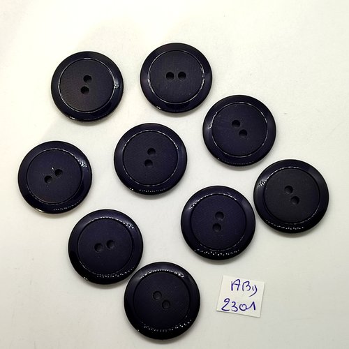 9 boutons en résine bleu foncé et gris - 25mm - abd2301