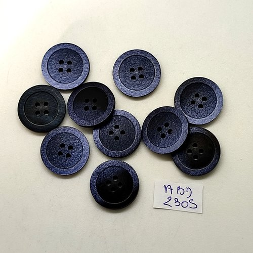 10 boutons en résine bleu - 18mm - abd2301
