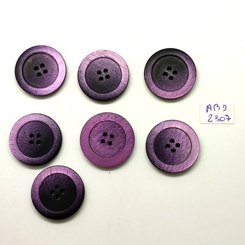 7 boutons en résine violet et noir - 25mm - abd2307