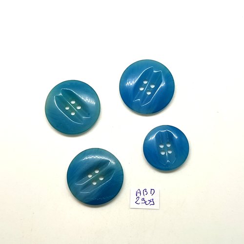 4 boutons en résine bleu - 27mm - 26mm et 22mm - abd2309