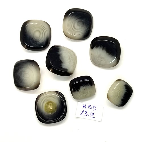 8 boutons en résine gris - 25x25mm et 19x19mm - abd2312