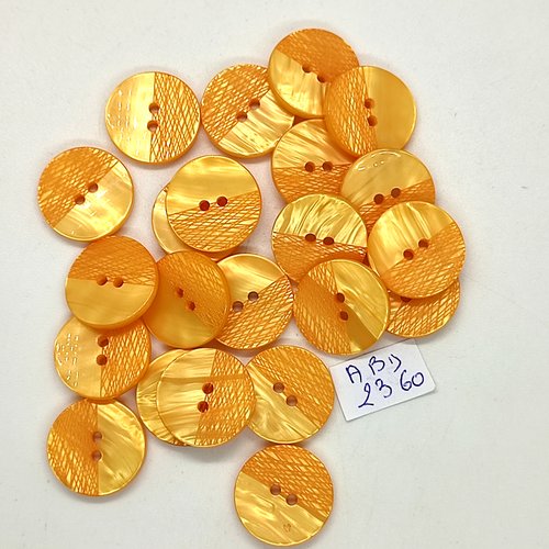 22 boutons en résine orange - 17mm - abd2360