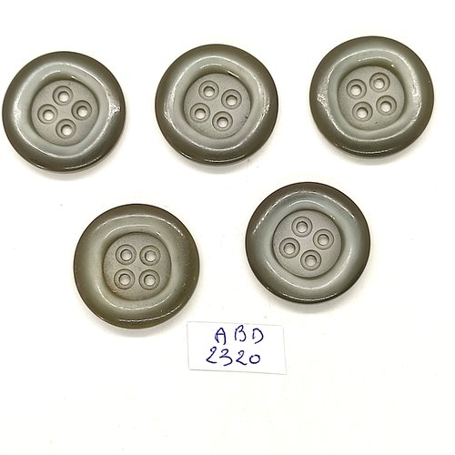 5 boutons en résine gris - 26mm - abd2320
