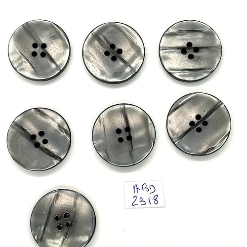 7 boutons en résine gris - 28mm - abd2318