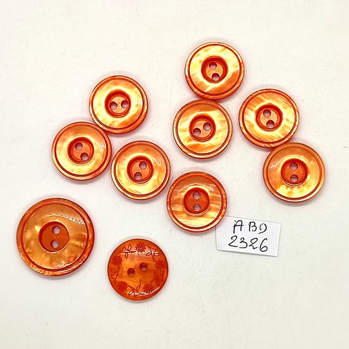 10 boutons en résine orange - 23mm et 18mm - abd2326