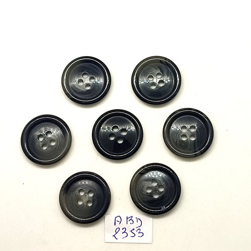 7 boutons en résine gris - 20mm - abd2353