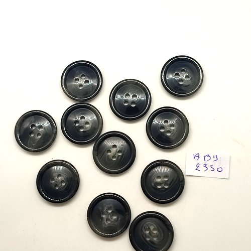 11 boutons en résine gris / bleu - 21mm - abd2350