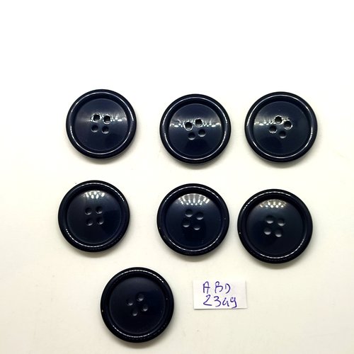7 boutons en résine bleu foncé - 25mm - abd2349