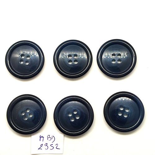 6 boutons en résine bleu foncé - 25mm - abd2352