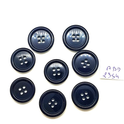 8 boutons en résine bleu foncé - 21mm - abd2354