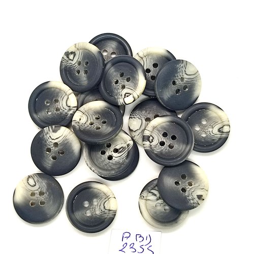 19 boutons en résine gris - 20mm - abd2355