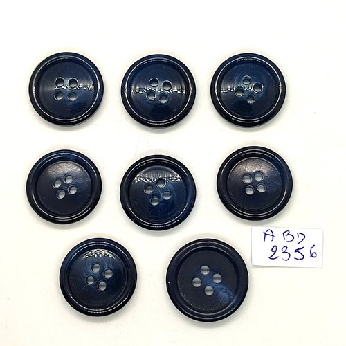 8 boutons en résine bleu foncé - 20mm - abd2356
