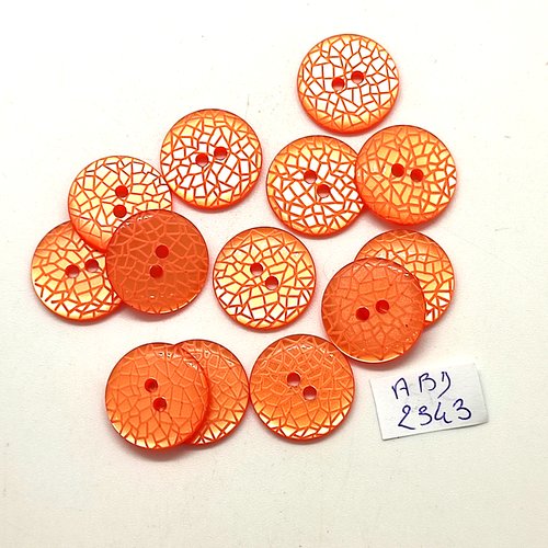 13 boutons en résine orange - 18mm - abd2343