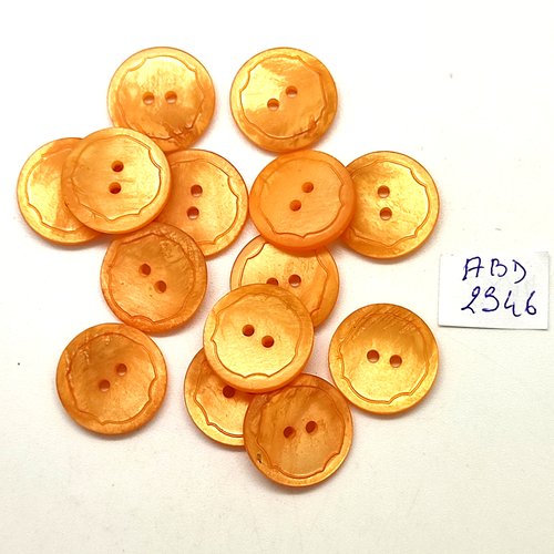 14 boutons en résine orange - 18mm - abd2346