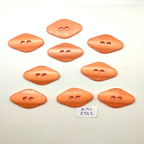 9 boutons en résine orange - 24x33mm - abd2345