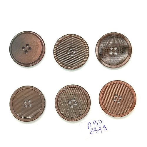 6 boutons en résine marron - 23mm - abd2379