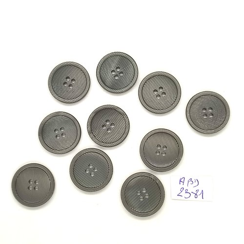 10 boutons en résine gris - 20mm - abd2381