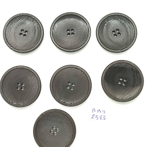 7 boutons en résine gris - 34mm - abd2383