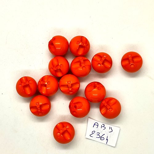 14 boutons boule en résine orange - 13mm - abd2364