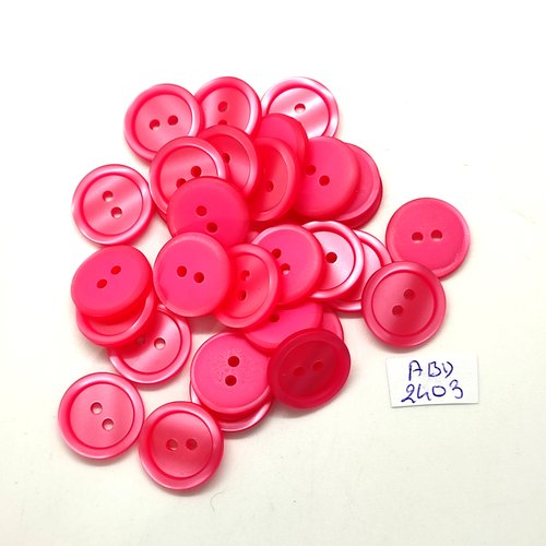 32 boutons en résine rose - 17mm - abd2403