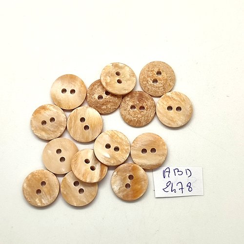 15 boutons en résine beige - 15mm - abd2478
