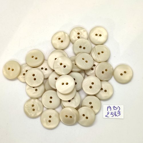 35 boutons en résine blanc cassé - 15mm - abd2389