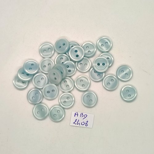 30 boutons en résine bleu clair - 11mm - abd2408
